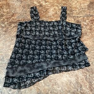 3/$16 Fashion Bug Tank Top 22 Plus Size Asymmetrical Hem Layered Ruffle
